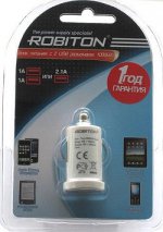 Автомобильный переходник ROBITON TwinUSB1000/AUTO 1000мА с 2 USB выходами