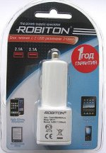 Автомобильный блок питания ROBITON TwinUSB2100/AUTO 2100мА с 2 usb-разъемами